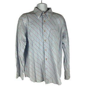 Eighty Eight Men's XL Button-Down Shirt - Blue & Red Stripes Long Sleeve
